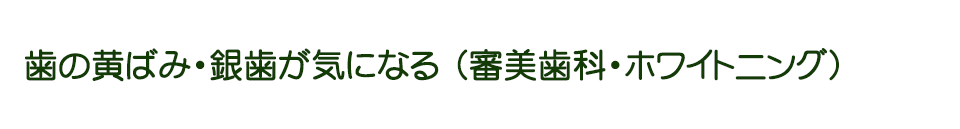 歯の黄ばみ・銀歯が気になる（審美歯科・ホワイトニング）