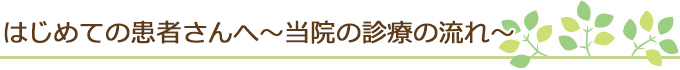 はじめての患者さんへ～当院の診療の流れ～